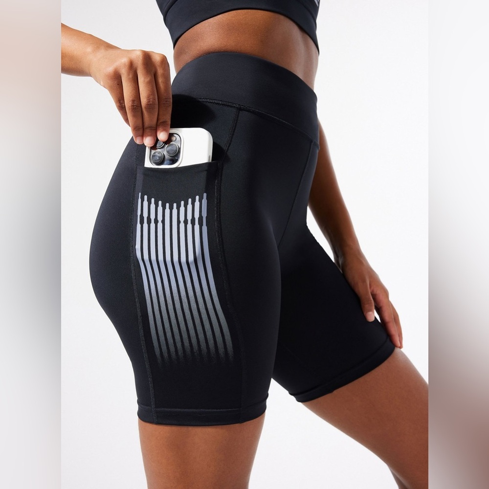 Savage X Fenty Black Stripe Detail BAND-IT HIGH-WAIST BIKE SHORT size small